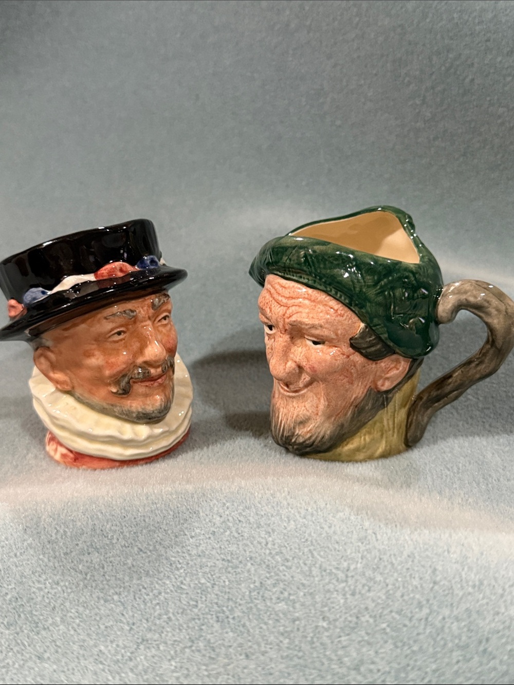 Vintage Character Face Ceramic Pitcher and Mug Set - Green & Black